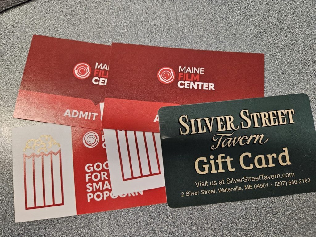 A gift card to Silver Street Tavern and movie passes.